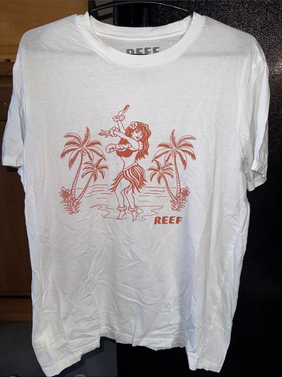 Reef Other - Reef Surf White Tee with Coral Hula Girl Graphic.